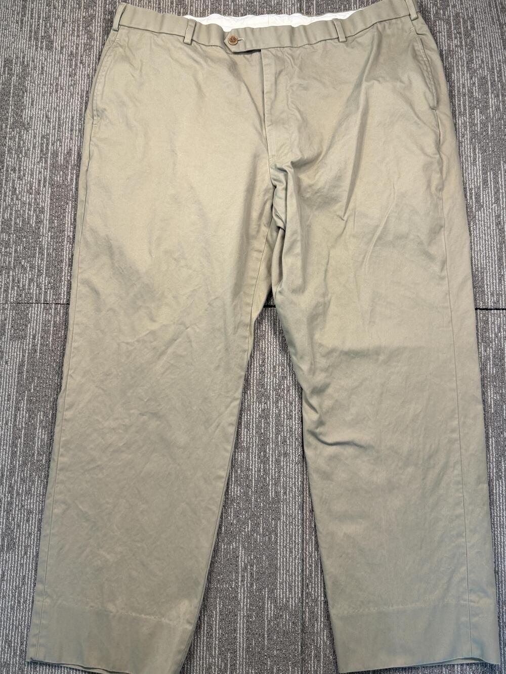 Brooks Brothers 346 Pants Mens 42x30 Beige Chino Flat Front Straight Leg